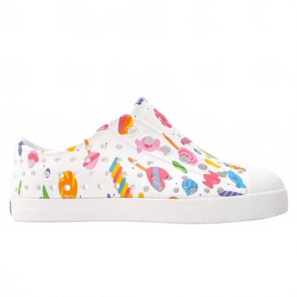 Native Kids Shoes White Multicolor Printed Slip-On